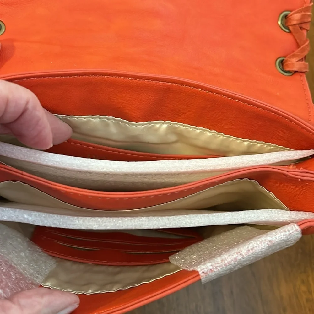 NEW I.N.C. Concepts Cross Body or Clutch Bag in Deep Coral Color